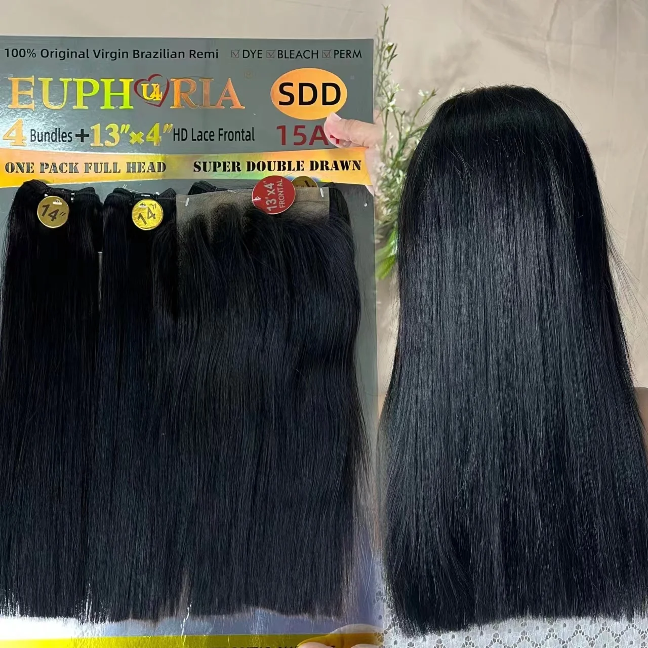 KEMY HAIR 4+1 SDD Remy Human Hair Pack Bone Straight bundles with Frontal Super Double Drawn Bundles Wigs for Black Women