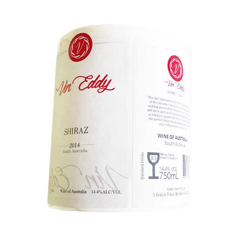 Custom wine label matte sticker waterproof self-adhesive embossed sticker red wine label