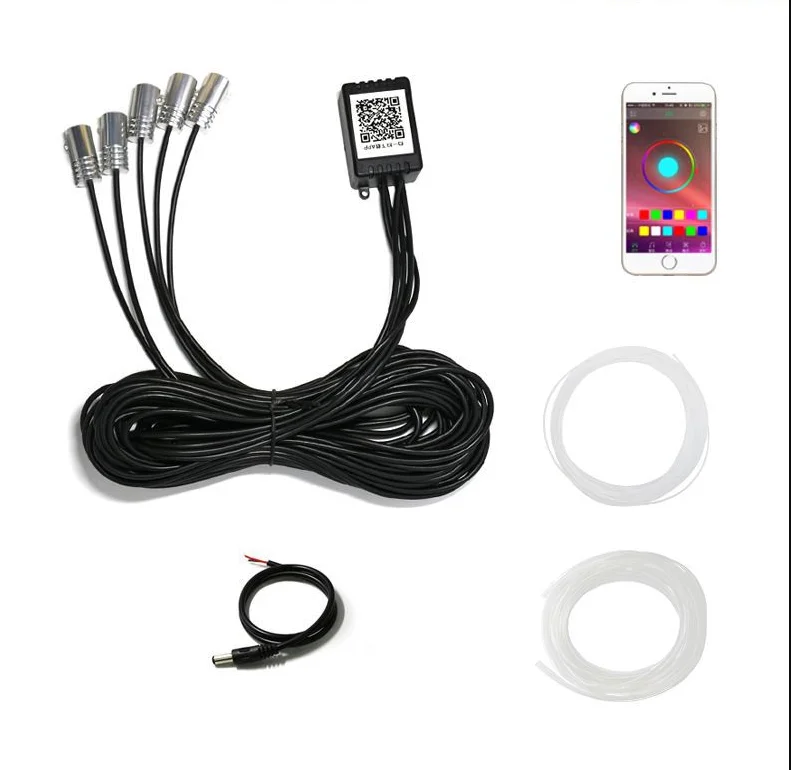 car accessories DIY interior decorative 12V RGB LED fiber car led strips ambient light app decorate atmosphere light Dashboard