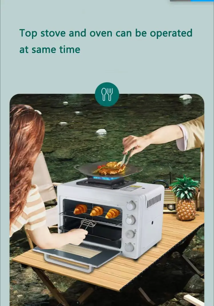 2024 Outdoor Kitchen Appliances Digital BBQ Portable Gas Toaster Oven With Burner