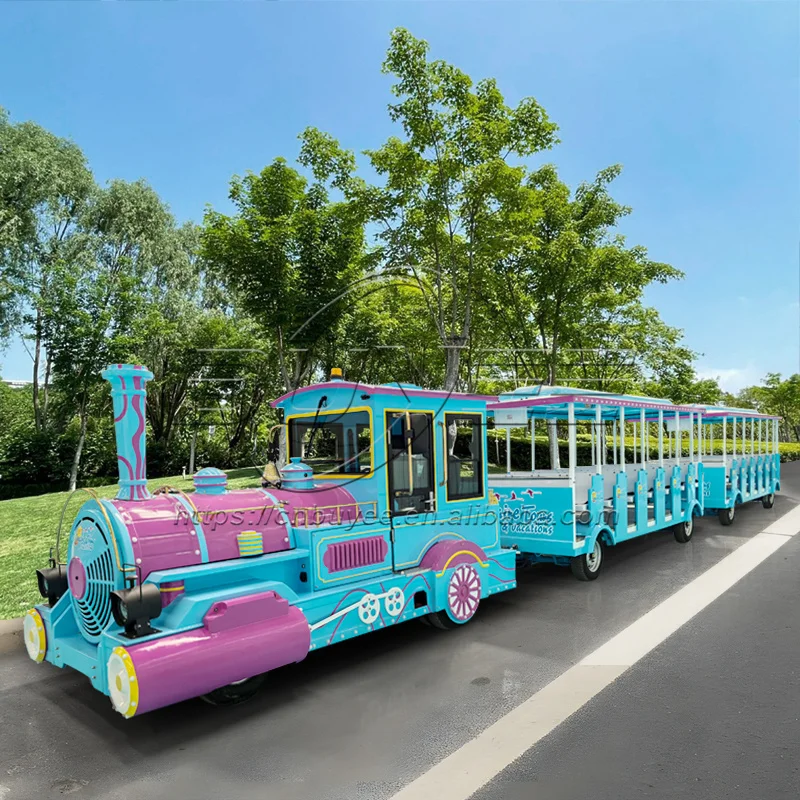 Outdoor Kids Electric Train Games 58 Passengers Simulated Steam Trackless Train For Sale