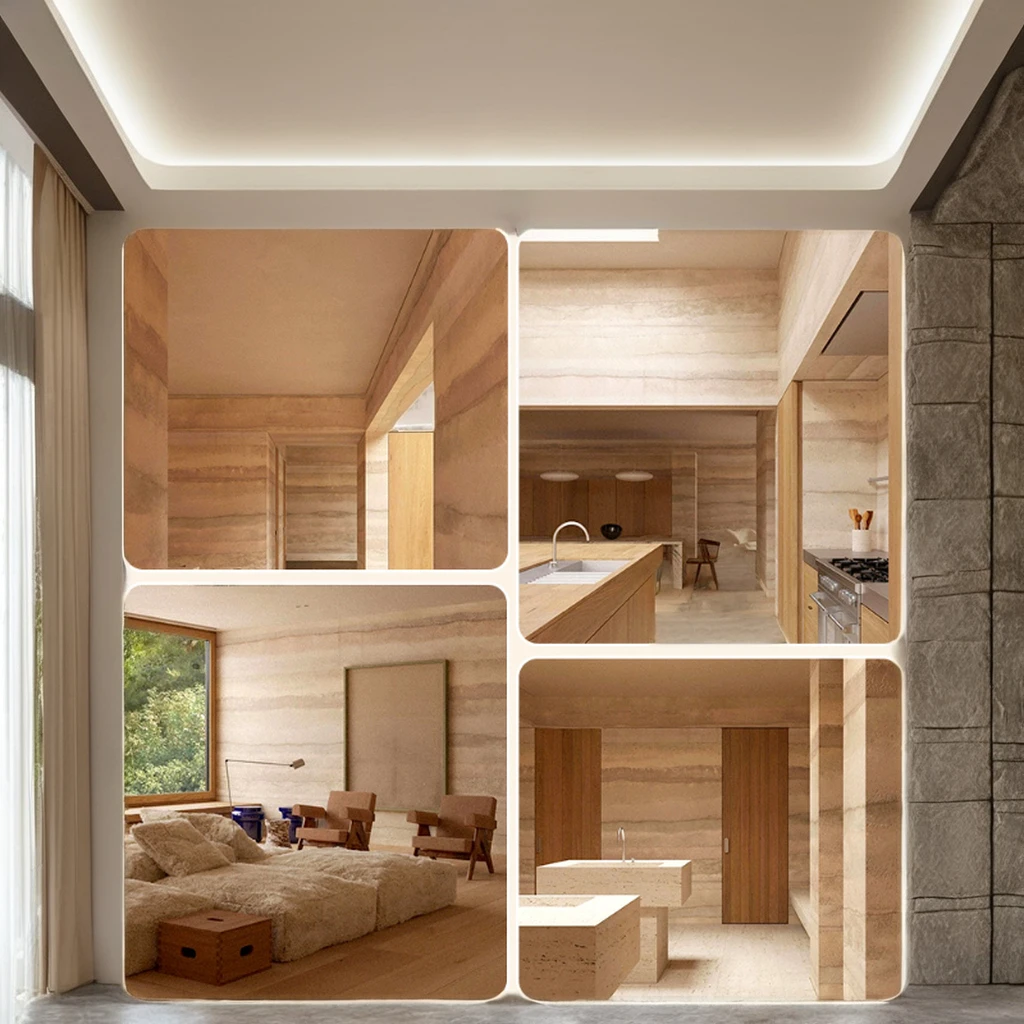 3D Modern Outdoor Soft Flexible Artificial Travertine Wall Panels Faux Interior Cladding Veneer Modified Clay Material Tiles