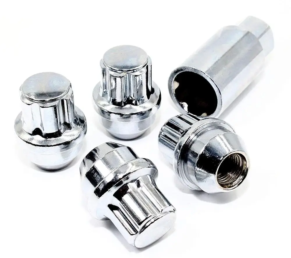 12x1.5 Aftermarket Acorn Chrome Wheel Locks nuts with  Unique Key Set of 4