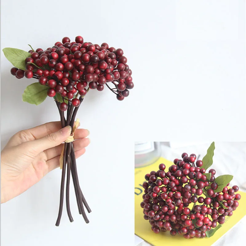 Искусственные синие рождественские ягоды букет для украшения дома и офиса