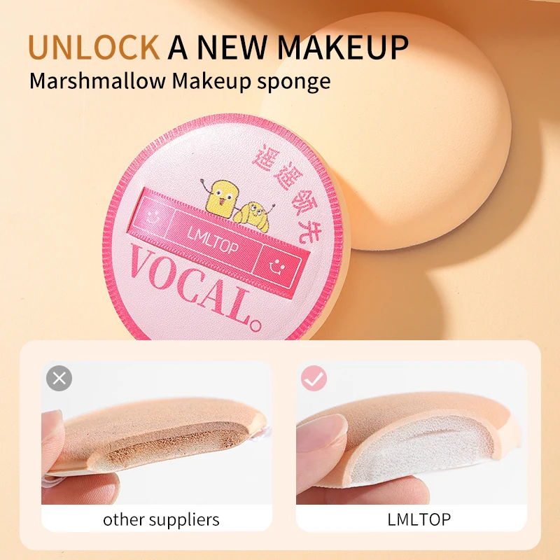 Wholesale Private Label Super Soft Single Cotton Blush Powder Puff Washable Marshmallow Makeup Sponge for Beauty Liquid
