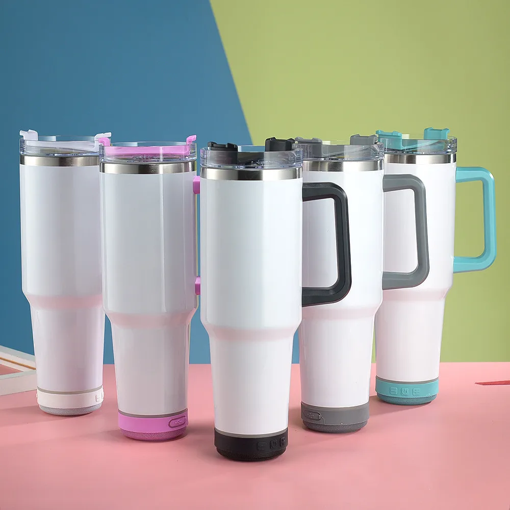 Wholesale 40oz USB Charging Sublimation Water Bottle Speaker Music Double-wall Stainless Steel Vacuum Tumbler Mug