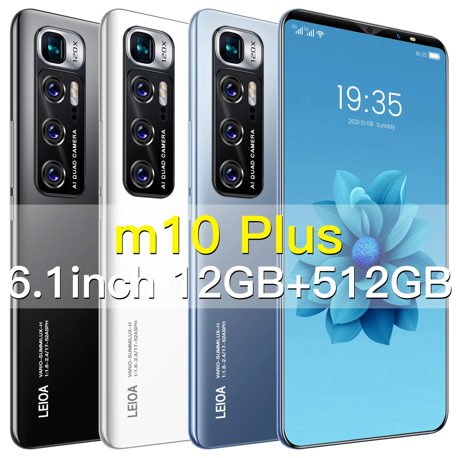 Новый оригинальный M10 плюс 6 1 дюймов 10 четырёхядерный андроид смартфон 5G 1440*3040 MTK6763 + 128 Гб мобильный телефон 4800 мАч с высокой