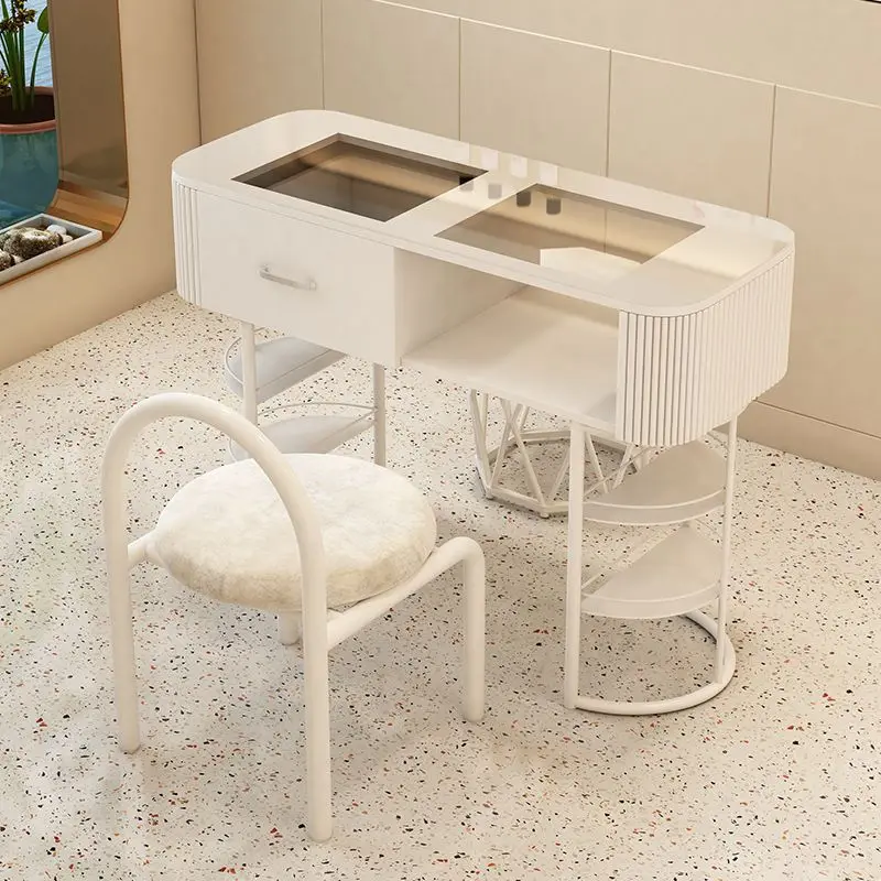 2024 YOUTAI Luxury Simple Salon Furniture Nail Table and Chair Set Manicure Nail Table