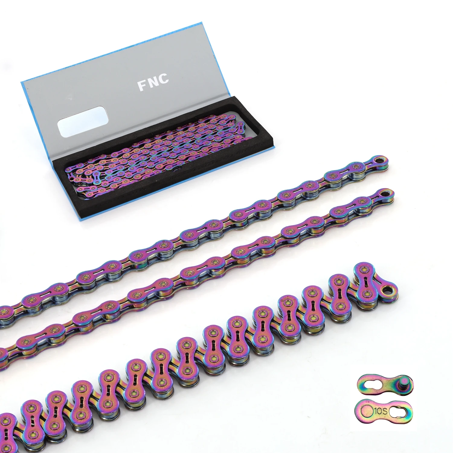 High quality FNC 10 speed rainbow rust proof stainless steel  hollow road mountain bike chain