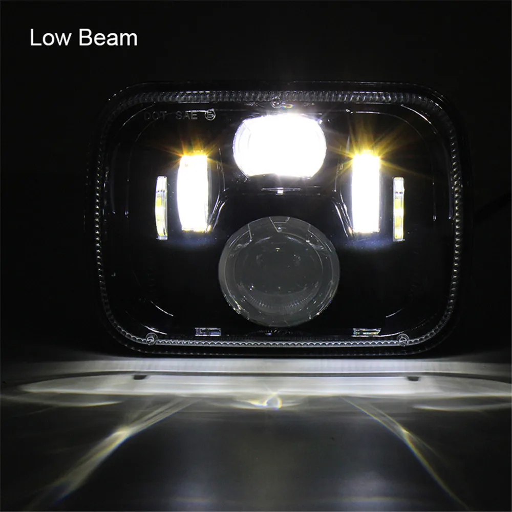 12/24V Led Square Headlight For Trucks DOT High Low Beam Car Led Headlight 55W bright car headlamp for pickup accessories