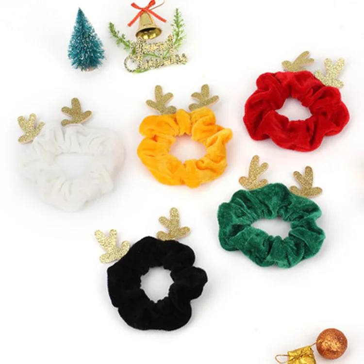 Christmas fashion design hair rubber bands cute animal decoration velvet hair scrunchies for  girls