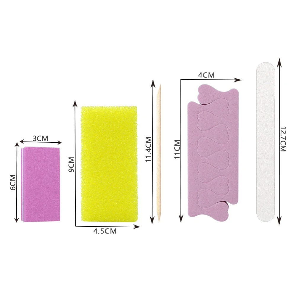 5-Piece Purple Pumice Pad Wood Nail File Wood Stick Toe Separators Disposable Manicure Set Pedicure Kit For Salon Spa