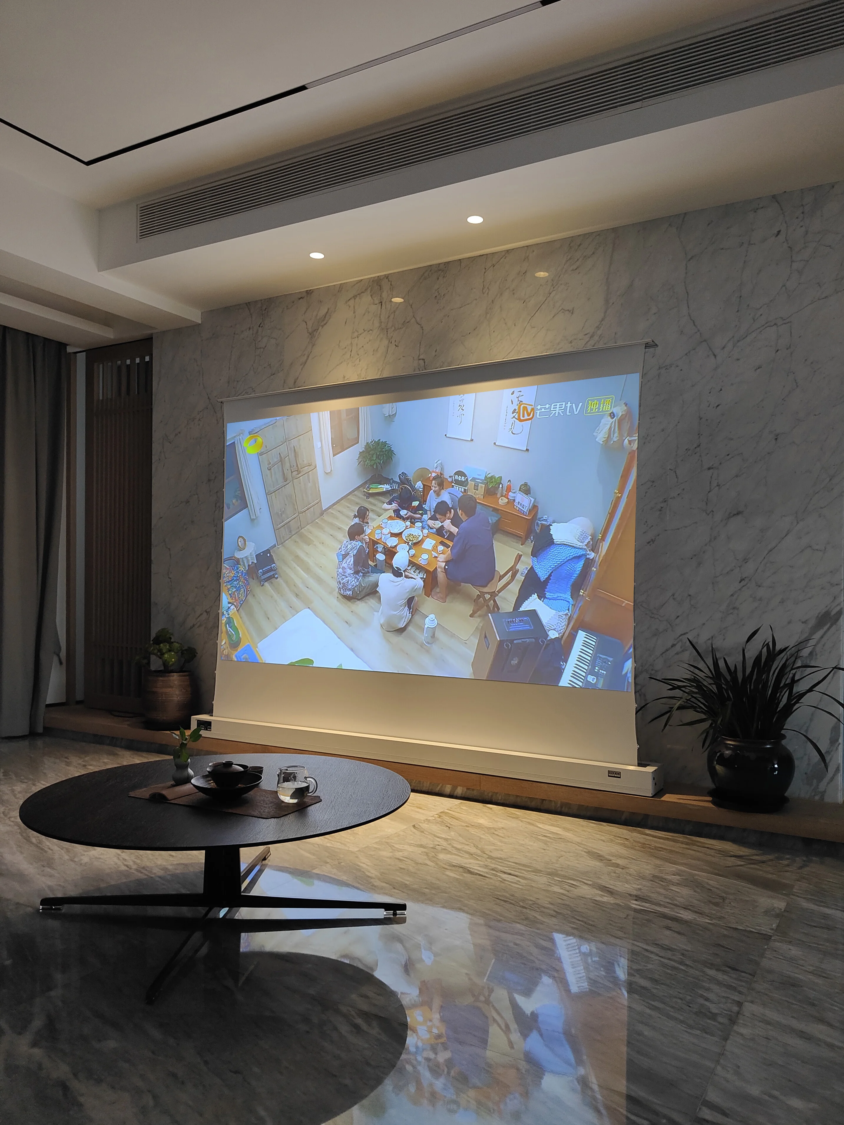 135 inch motor floor rising projector screen ultra short throw ambient light rejecting ALR projection screen for 4k laser tv