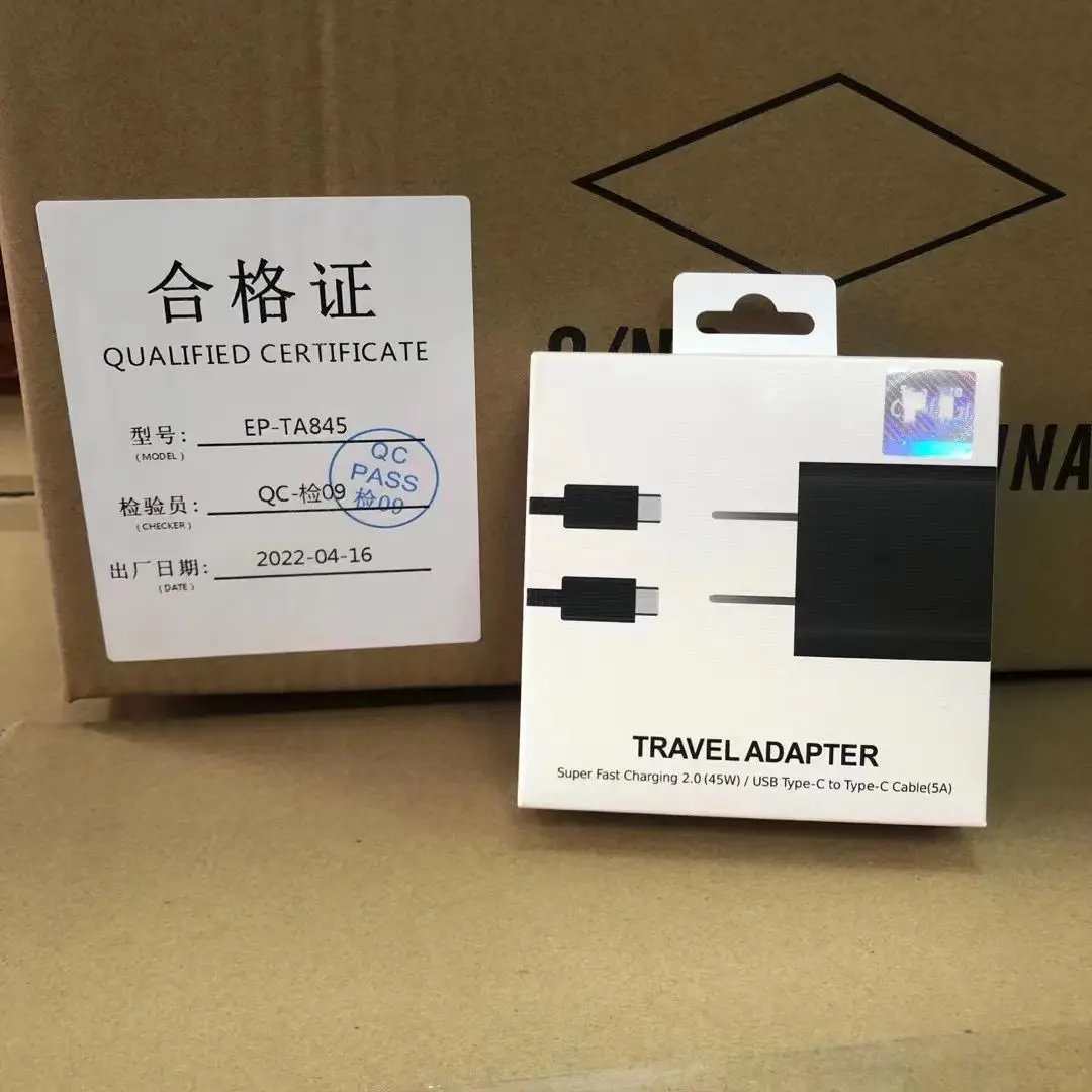 Original 45 PD USB C Travel Adapter Super Fast Charger USB Cable TA845 Set for Samsung Note20 S20
