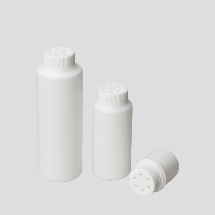 Empty 1oz (30 grams) white talcum powder Shaker Bottles Tamper Proof 50ml 100ml HDPE Powder Round Bottle with Sifter fitment