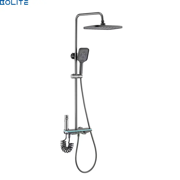 Bathroom Concealed Mount Bracket Arm with Socket Top Spray Double Head Shower Set