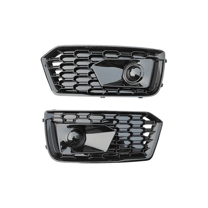 ABS Material Fog Lamp Case For Audi Q5 2018 2019 2020 Original/Sports Model Black Honeycomb Style Fog Light Cover Lower Grille