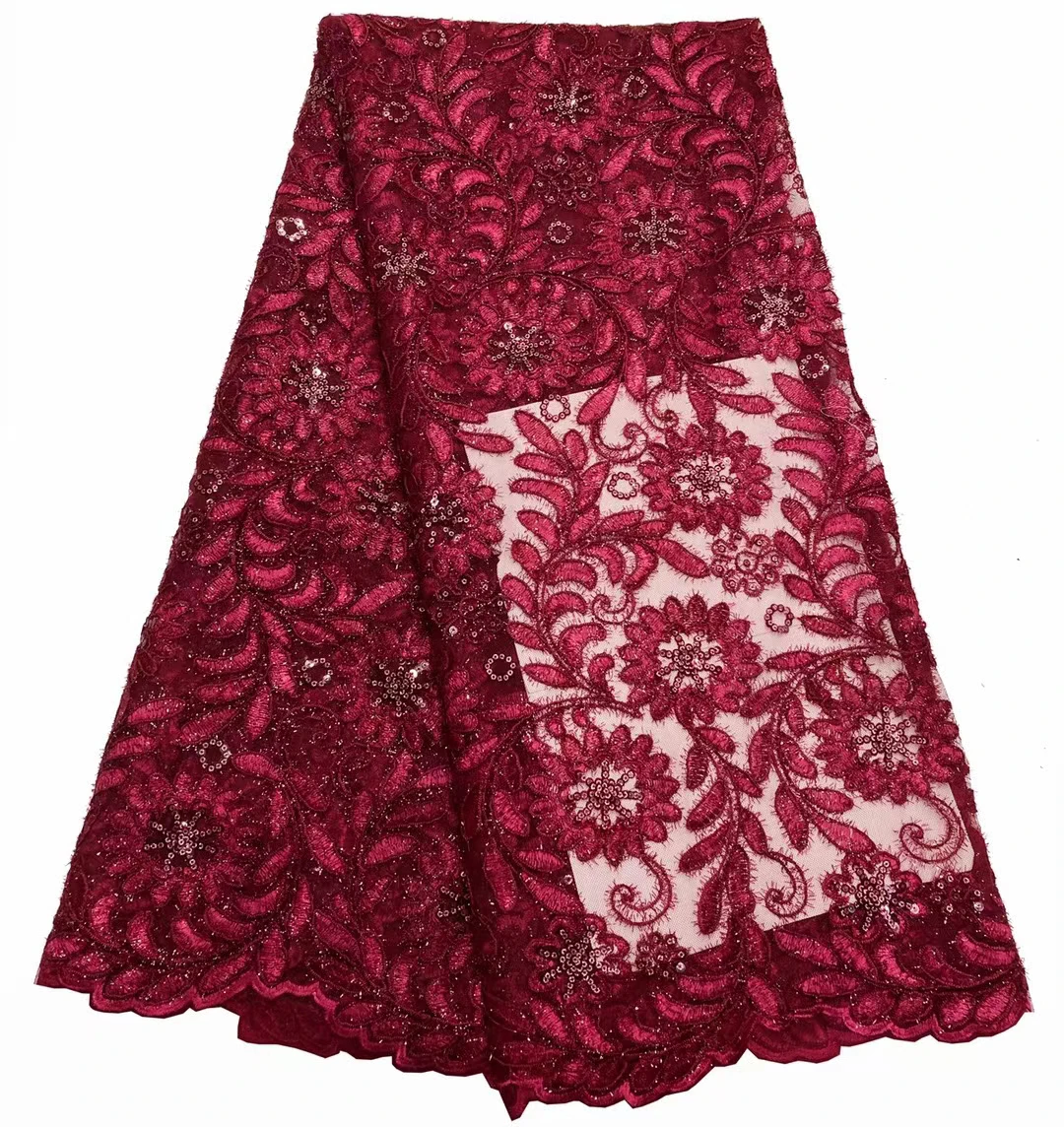 
New Designer 2021 Custom Patches Flower Lace Sequins Tulle African Embroidered Mesh Fabrics For Women Clothing UNDERWEAR 