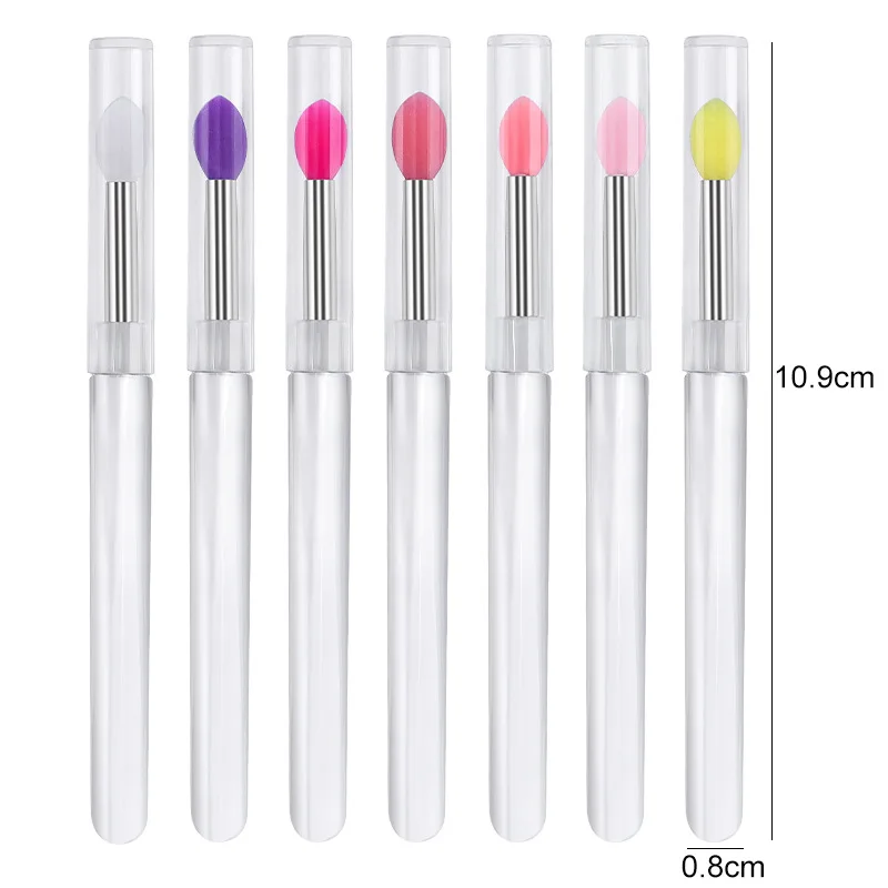 Reusable Chrome Glitter Mirror Powder Manicure Tool Pigment Silicone Nail Arts Brush Silicone Applicator Sticks