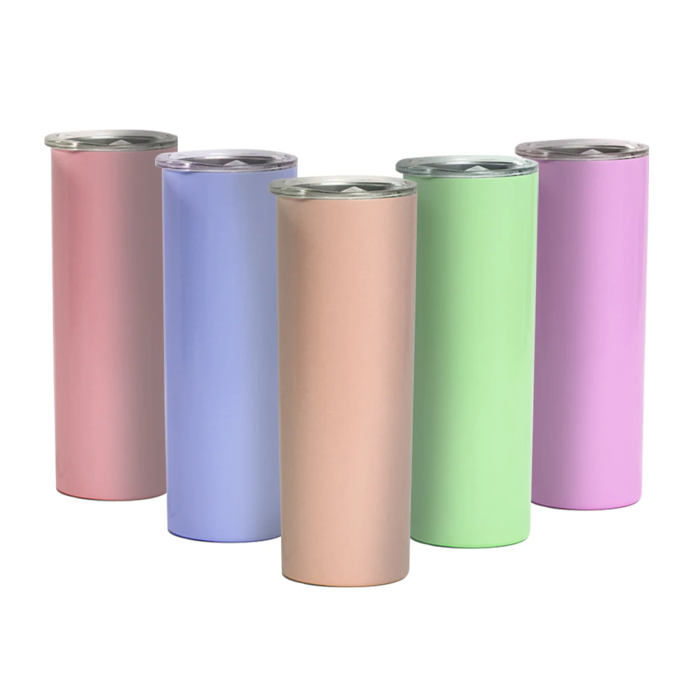 20oz Skinny Straight Vacuum Insulated Water Bottles Sublimation blanks Stainless Steel Tumblers With Metal Straws