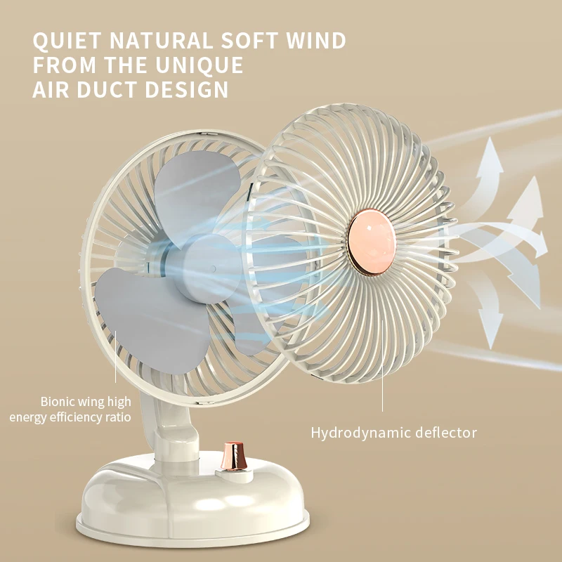 2024 New Custom Retro Desktop Automatic Rotating Rocker Head Stepless Speed Change Large Wind air Circulation Fan