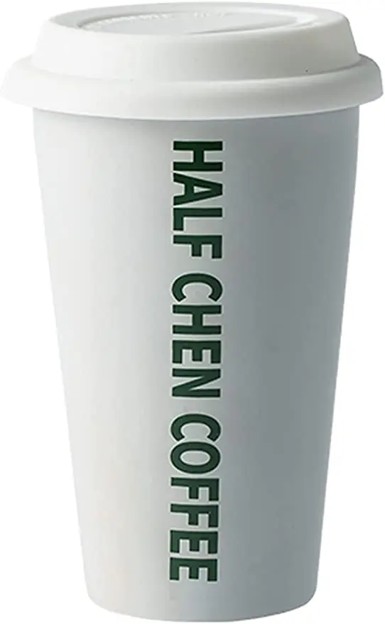 Portable ceramic sublimation coffee mug with silicone sleeve and lid