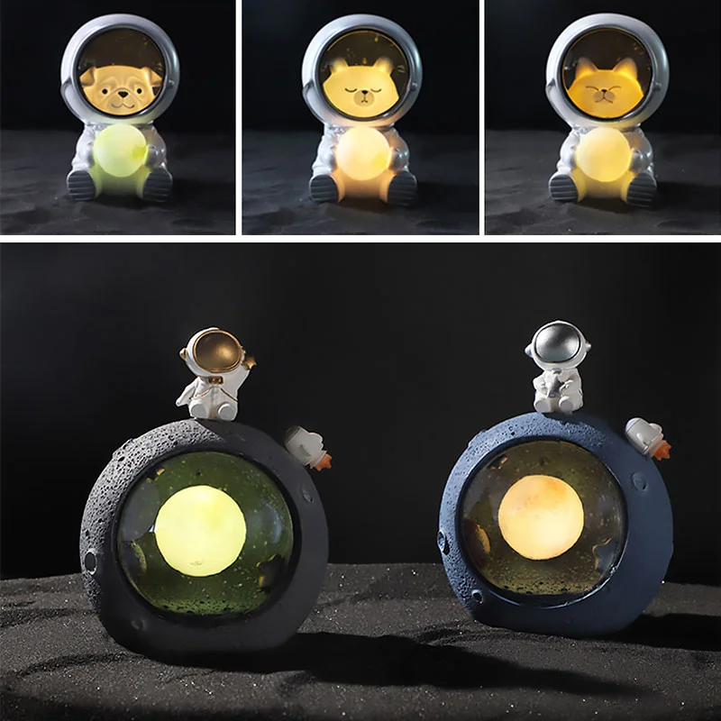 Cute Animals Bear Spaceman Decoration Table Lamp Astronaut Led Night Lights For Kids Boys
