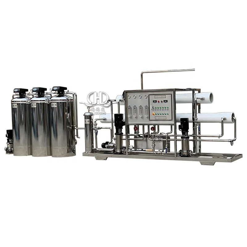 Main machine of 2T/H Double stage RO system by complete SS Material with Softener filter
