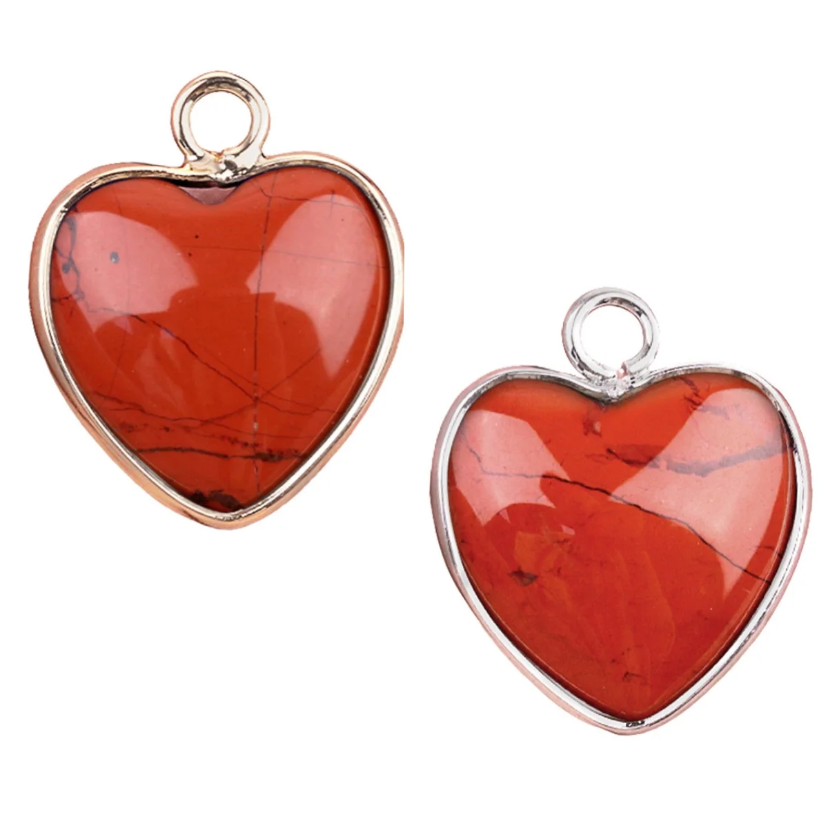 Wholesale Heart Shaped Natural Red Jasper Stone Pendants Healing Love Stone Charm Bulk for Jewelry Making