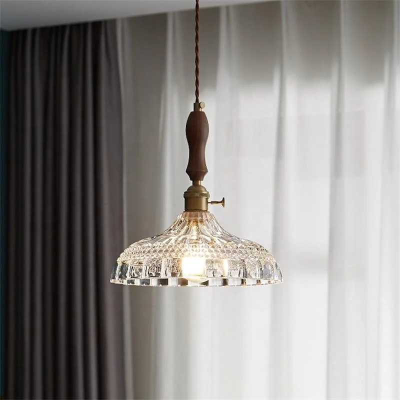 American retro brass bar dining room bedside window study bedroom small glass pendant light