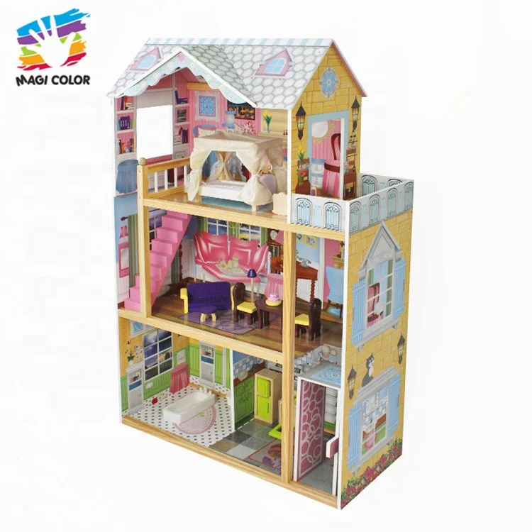 
Ready To Ship girl princess wooden 18 inch doll house with 3 floors W06A247 