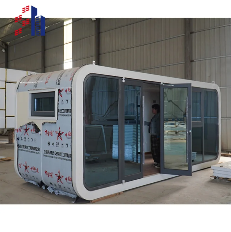 SH luxury small smart one room tiny glass houses villa modular customizable prefabricated prefab apple cabin container house