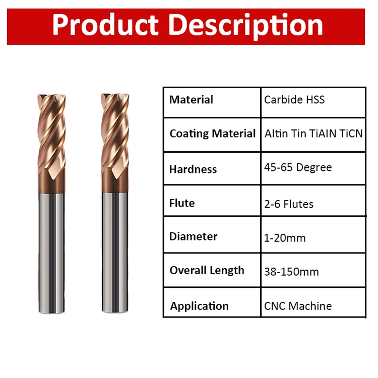 Solid 2/3/4 Flutes CNC Router Bits Set 6mm Woodworking Carbide Milling Cutter End Mill
