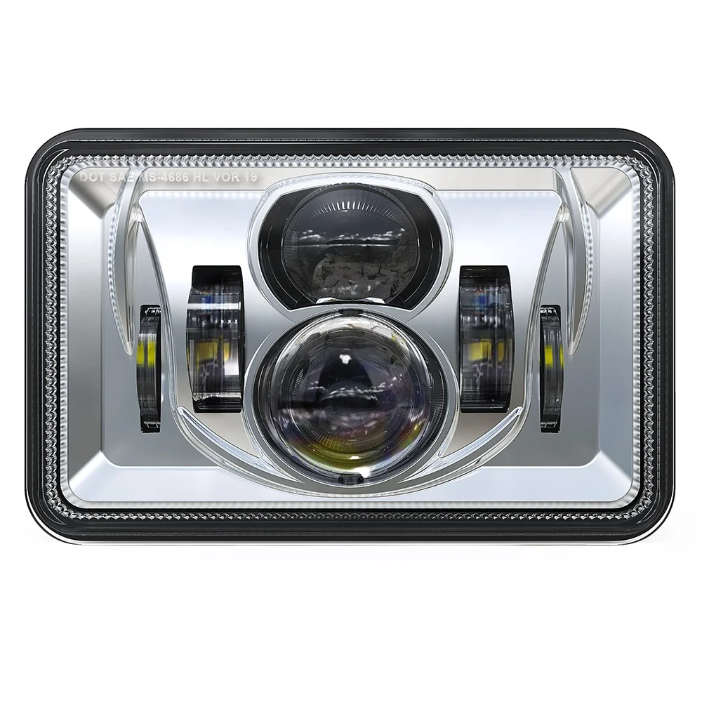 DOT 4X6 inch square headlight for peterbilt 379 led projector headlight for Kenworth pickup car accessories