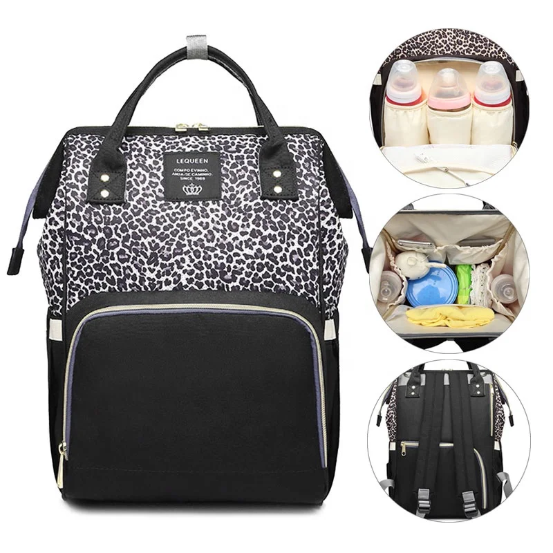 2021 fashion multi-function large capacity leopard print Maternity Nappy Bag elegant diaper backpack baby
