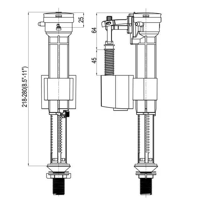 NUCA High Quality upc certificated Patented Toilet Anti-dirty flush mechanism Cistern pom tank fittings fill Inlet valve