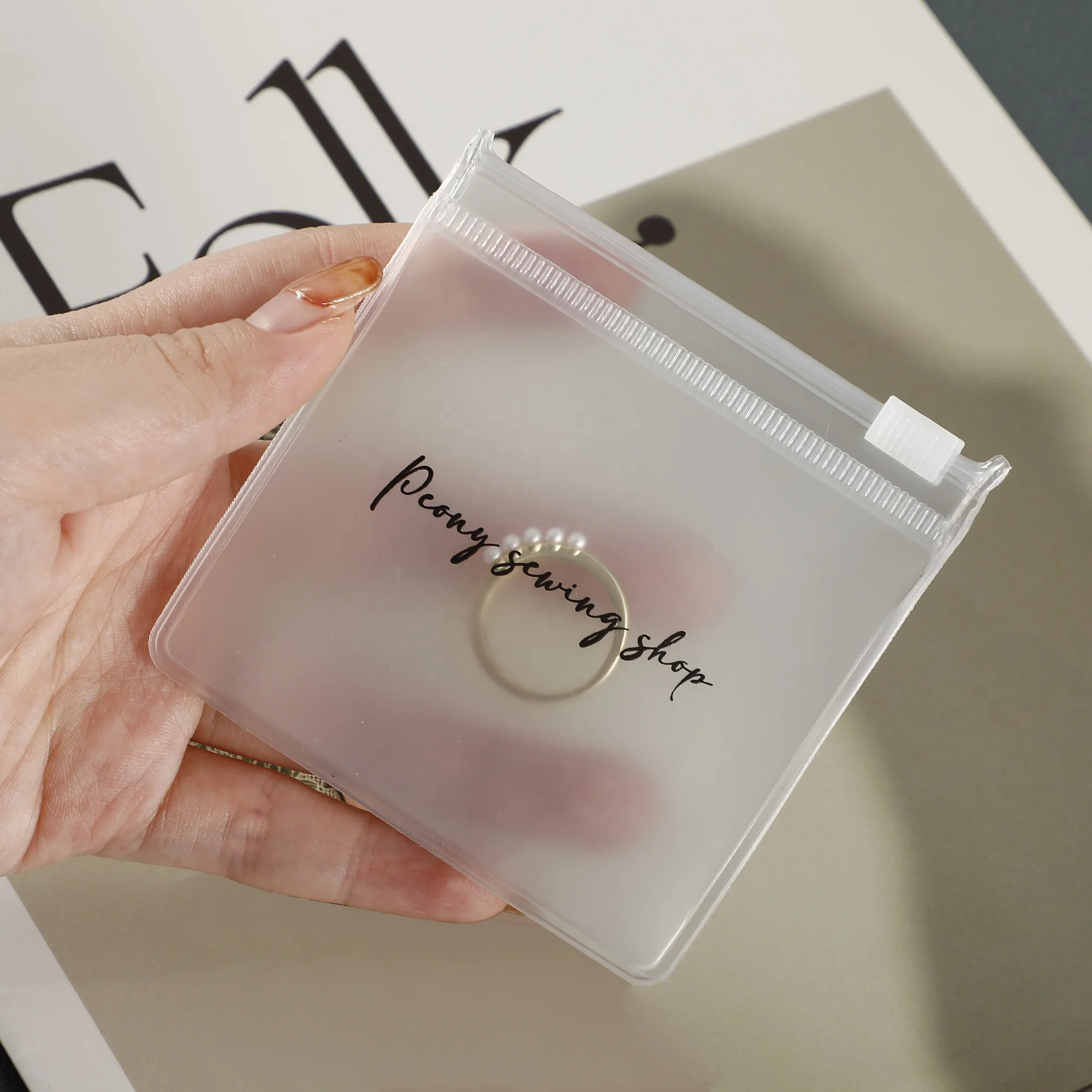 PUPPYSEW Custom Jewelry Frosted Packaging Mini Earrings Zipper Bag with logo Zipper Bag Bag