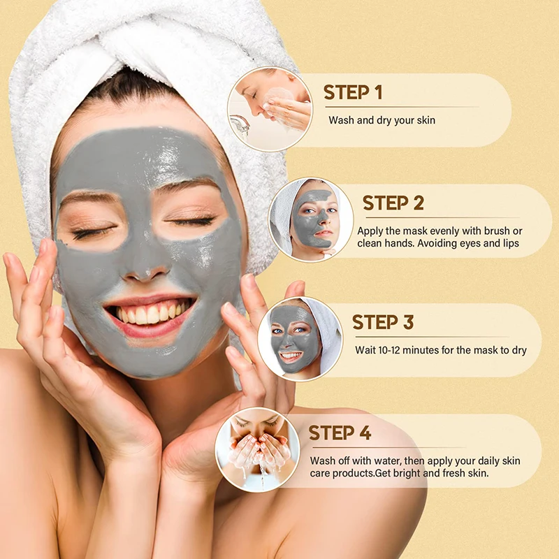 Organic Vegan Turmeric Dead Sea Mud Facial Clay Mask Vitamin C Infused Deep Pore Cleaning Acne Removal Himalayan Clay mud Mask
