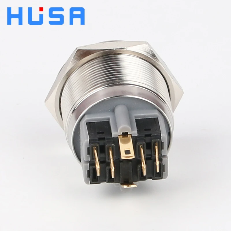 HUSA Factory Supply 24 Volt Push Buttons 25mm Momentary Stainless Steel led indicator lighted Metal Push Button Switch
