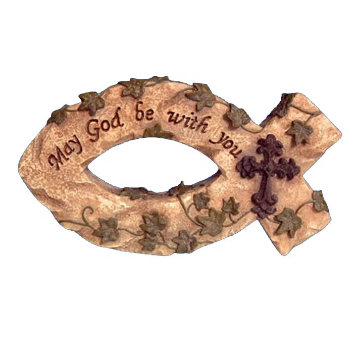 resin stone shaped grave cross with inspirational words engraved