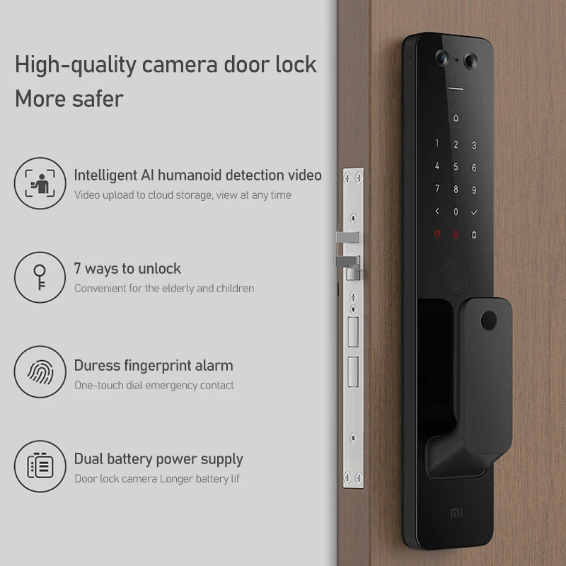 Xiaomi Automatic Smart Door Lock pro with camera Detect Alarm Work with HomeKit Password NFC Unlock Biometric Fingerprint Lock