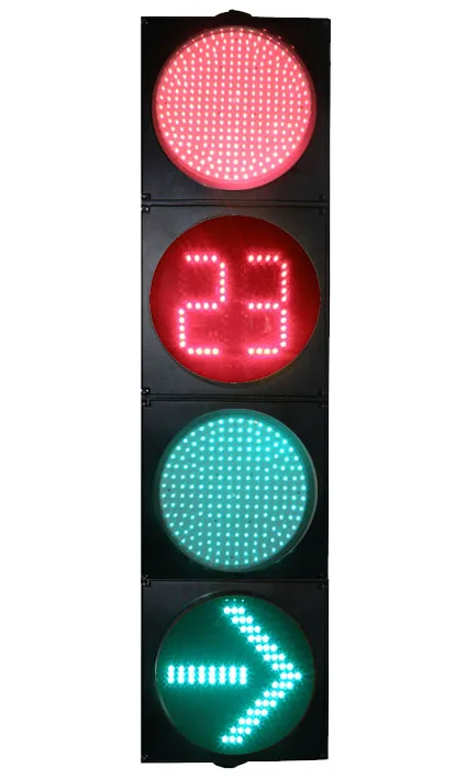 Red green yellow arrow 300mm led traffic signal lights with countdown timer