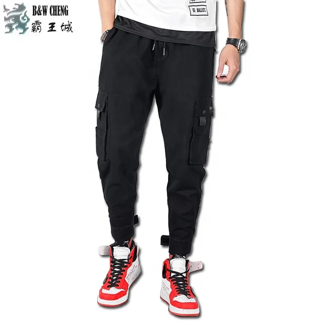 Брюки карго мужские 2021 Черные Мешковатые боковые карманы джоггеры хип-хоп Харадзюку Японская уличная брюки мужские брюки