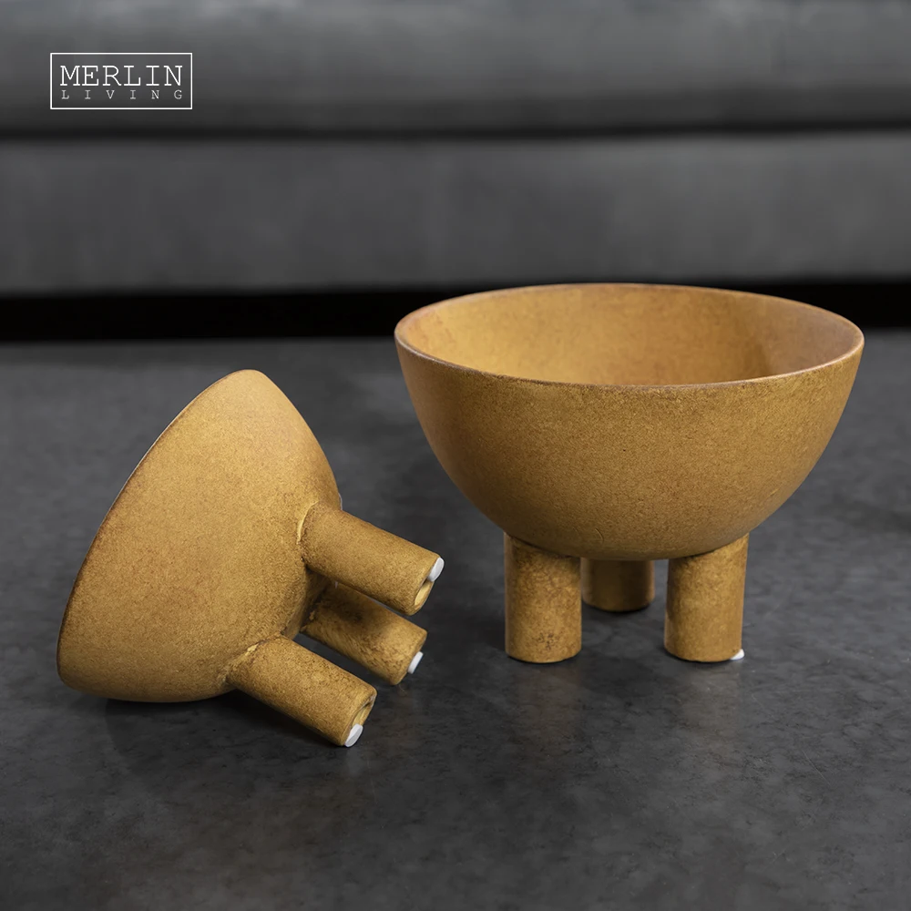 Merlin Living  ceramic fruit bowl wabi-sabi clay vase matte desktop ornament for home decoration accessories