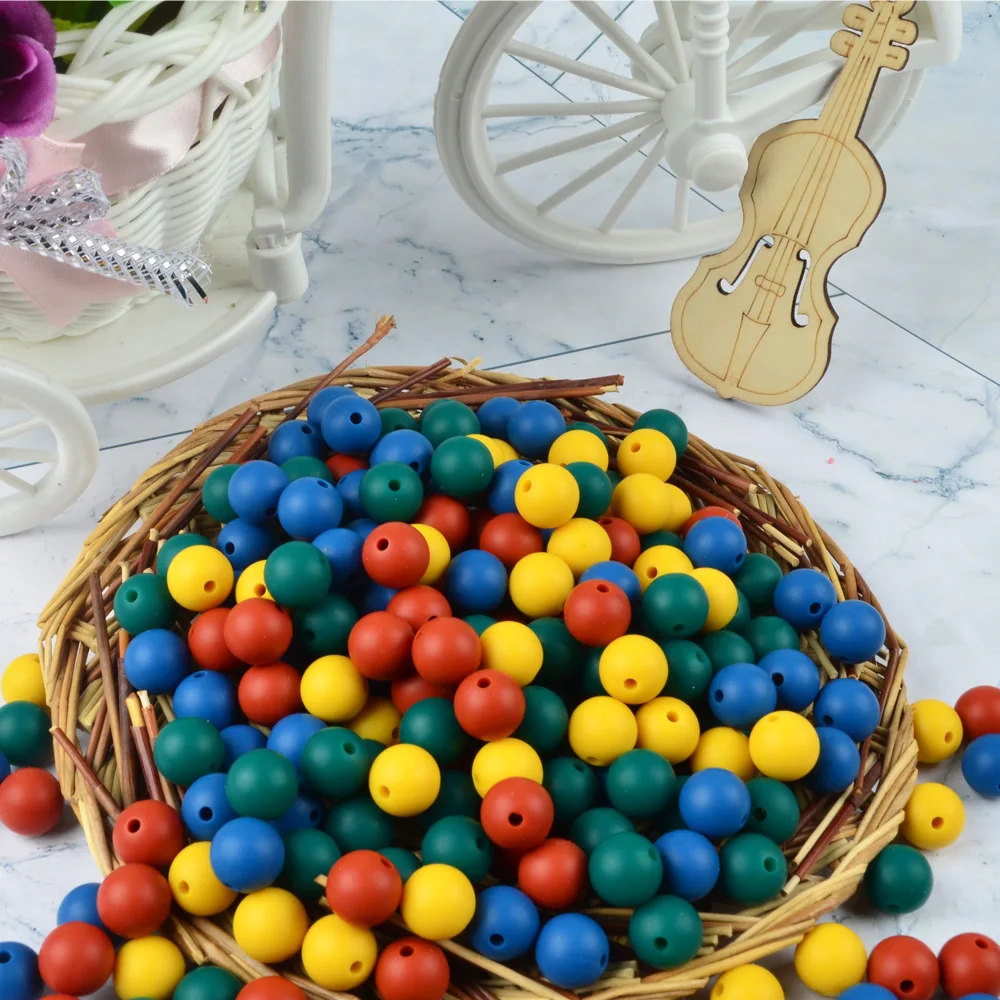 Factory Wholesale BPA Free Food Grade Silicone 9/12/15/19/22mm Accessories Bulk Round Loose  Silicone Opal Beads