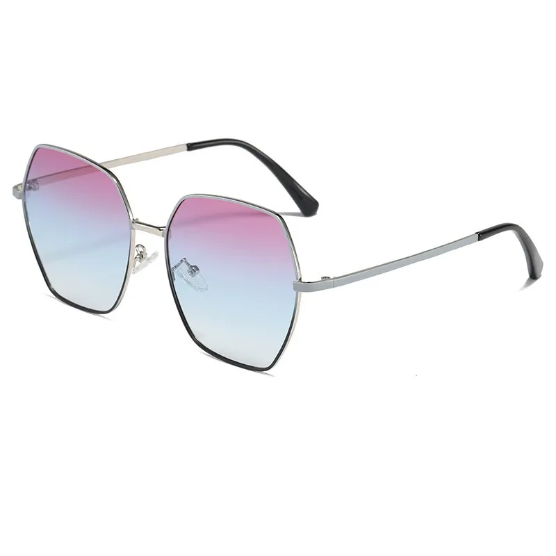 Frame Hexagon Front Sunglasses Unisex Driving Leisure Gradient Polarized Sunglasses Custom Shades Manufacturers Wholesale Metal