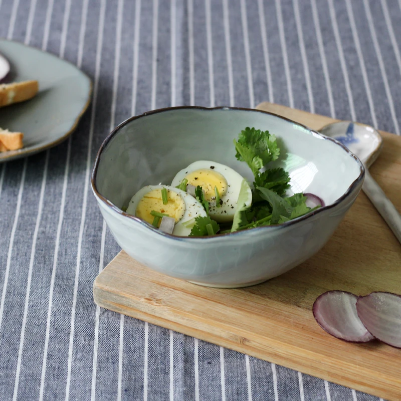 Nordic simple design ceramic colored clay salad bowl fruit bowl rice bowl with reactive glaze for houseware