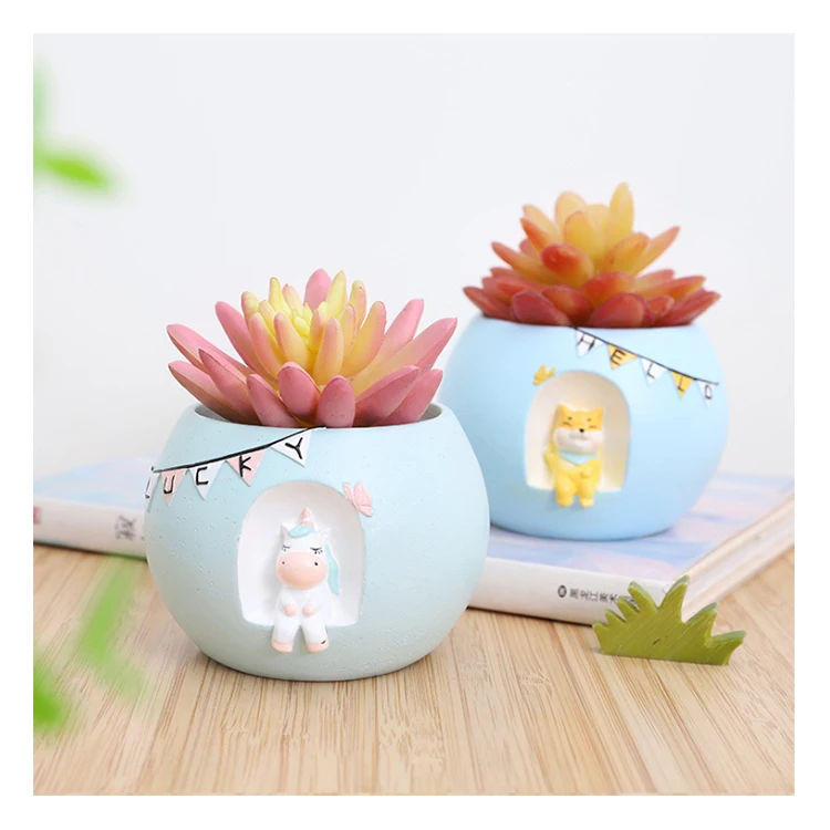 Garden Home Decor Gifts Resin Mini Creative Flower Pot  for Plants