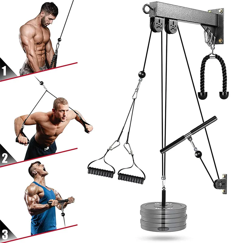 Wall-Mounted Pulley And Cable Machine Connection System Biceps And Triceps Strength Training Exercise Fitness Equipment Set