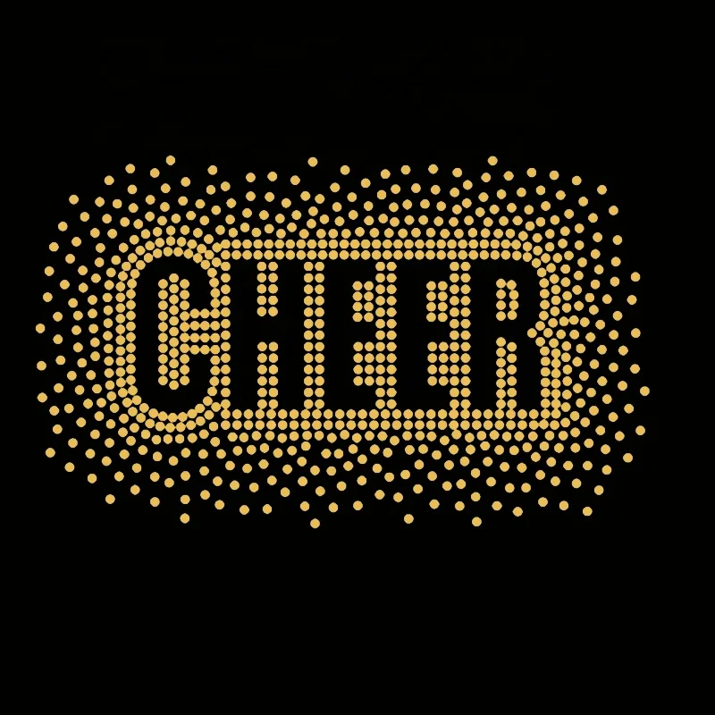 New Various Color Rhinestone Cheer Transfers  Hot fix Rhinestone Heat Transfers Iron On Motif Design for Garments